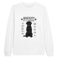 Load image into Gallery viewer, White - Anatomy of a Black Lab long sleeve tee, plain front view on white
