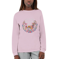Load image into Gallery viewer, Light Pink - Just A Girl Who Loves Dogs long sleeve tee, worn by a woman, plain light background
