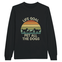 Load image into Gallery viewer, Black - Life Goal Pet All The Dogs long sleeve tee, plain front view on white
