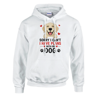 Load image into Gallery viewer, White - Sorry I Can't I Have Plans With My Dog hoodie, plain front view on white

