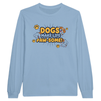 Load image into Gallery viewer, Light Blue - Dogs Make Life Paw-some long sleeve tee, plain front view on white
