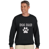 Load image into Gallery viewer, Black - Dog Dad sweatshirt, worn by a smiling man, plain light background
