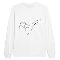 Load image into Gallery viewer, White - Dog Fist Bump long sleeve tee, plain front view on white
