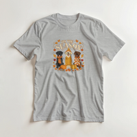 Load image into Gallery viewer, Ash - Tis the Season fall Labs tee, laid flat on a white surface
