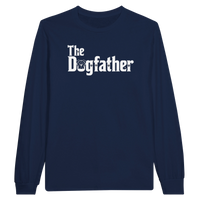 Load image into Gallery viewer, Navy - The Dogfather long sleeve tee, plain front view on white
