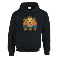 Load image into Gallery viewer, Black - Life Is Better With a Yellow Lab hoodie, plain front view on white
