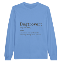Load image into Gallery viewer, Carolina Blue - Dogtrovert long sleeve tee, plain front view on white
