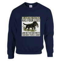 Load image into Gallery viewer, Navy - My Hunting Partner Has Four Legs sweatshirt, plain front view on white
