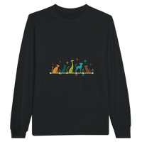 Load image into Gallery viewer, Black - Mid-Century Modern Dogs long sleeve tee, plain front view on white
