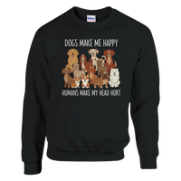 Load image into Gallery viewer, Black - Dogs Make Me Happy sweatshirt, plain front view on white
