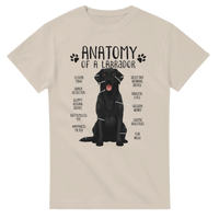 Load image into Gallery viewer, Sand - Anatomy of a Black Labrador tee, plain front view on white

