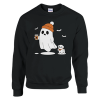 Load image into Gallery viewer, Black - Ghost Walking Ghost Dog sweatshirt, plain front view on white
