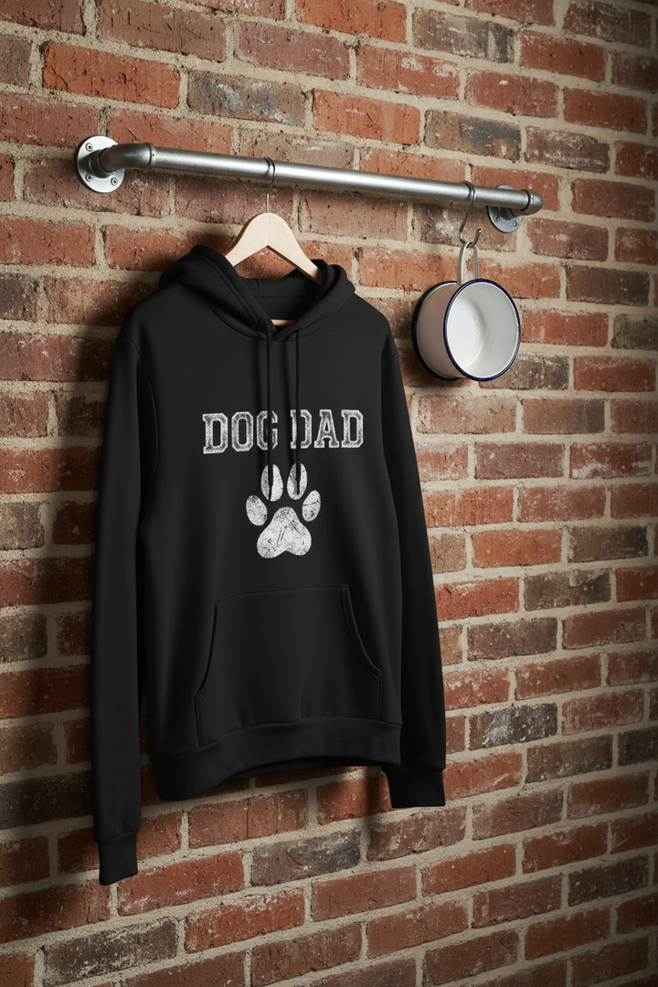 Black - Dog Dad hoodie, on a hanger