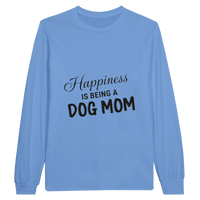 Load image into Gallery viewer, Carolina Blue - Happiness Is Being a Dog Mom long sleeve tee, plain front view on white
