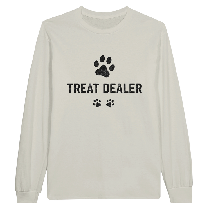 Ash - Treat Dealer long sleeve tee, plain front view on white