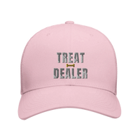Load image into Gallery viewer, Pink - Treat Dealer trucker hat, front view on white
