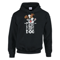 Load image into Gallery viewer, Black - I Am Not Single I Have A Dog hoodie, plain front view on white
