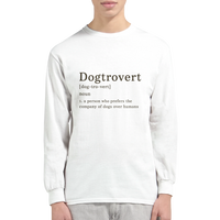 Load image into Gallery viewer, White - Dogtrovert long sleeve tee, worn by a man, plain light background
