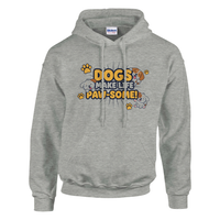 Load image into Gallery viewer, Ash - Dogs Make Life Paw-some hoodie, plain front view on white
