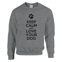 Load image into Gallery viewer, Sport Grey - Keep Calm and Love Your Dog sweatshirt, plain front view on white
