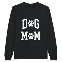 Load image into Gallery viewer, Black - Dog Mom long sleeve tee, plain front view on white
