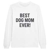 Load image into Gallery viewer, White - Best Dog Mom Ever long sleeve tee, plain front view on white
