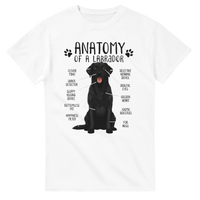 Load image into Gallery viewer, White - Anatomy of a Black Labrador tee, plain front view on white
