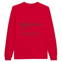 Load image into Gallery viewer, Red - Dogtrovert long sleeve tee, plain front view on white
