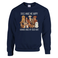 Load image into Gallery viewer, Navy - Dogs Make Me Happy sweatshirt, plain front view on white
