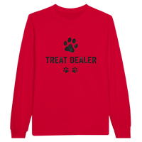 Load image into Gallery viewer, Red - Treat Dealer long sleeve tee, plain front view on white
