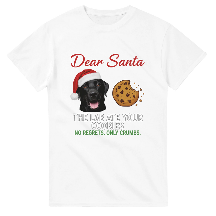 White - Dear Santa Lab tee, plain front view on white
