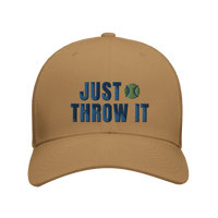 Load image into Gallery viewer, Caramel - Just Throw It Border Collie trucker hat, front view on white
