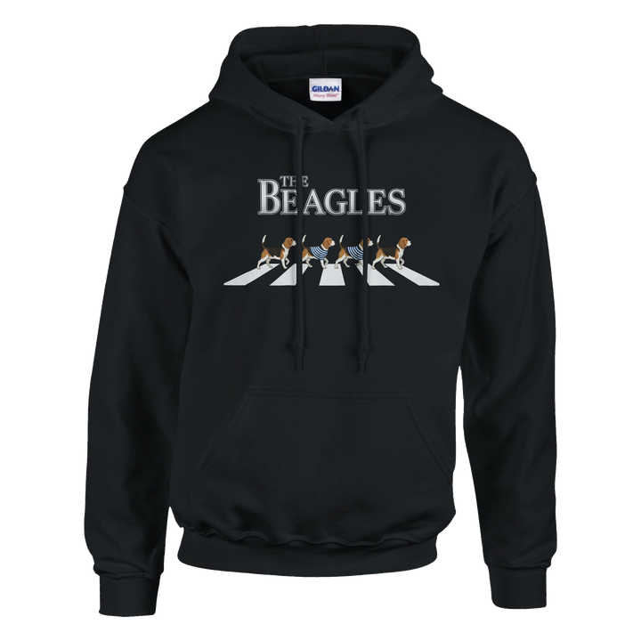 Black - The Beagles hoodie, plain front view on white