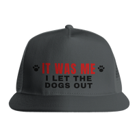 Load image into Gallery viewer, Charcoal - It Was Me I Let The Dogs Out trucker hat, front view on white

