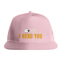 Load image into Gallery viewer, Pink - Yes I Herd You Border Collie trucker hat, front view on white
