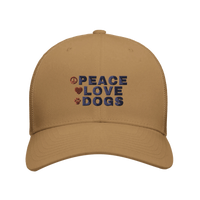 Load image into Gallery viewer, Caramel - Peace Love Dogs trucker hat, front view on white
