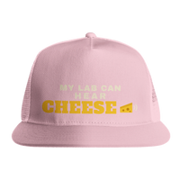 Load image into Gallery viewer, Pink - My Lab Can Hear Cheese trucker hat, front view on white
