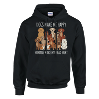 Load image into Gallery viewer, Black - Dogs Make Me Happy hoodie, plain front view on white
