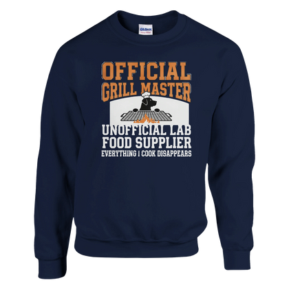 Navy - Official Grill Master Lab sweatshirt, plain front view on white