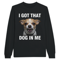 Load image into Gallery viewer, Black - I Got That Dog In Me long sleeve tee, plain front view on white

