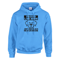 Load image into Gallery viewer, Carolina Blue - Proud Lab Mom hoodie, plain front view on white
