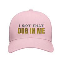 Load image into Gallery viewer, Pink - I Got That Dog In Me trucker hat, front view on white
