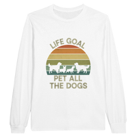 Load image into Gallery viewer, White - Life Goal Pet All The Dogs long sleeve tee, plain front view on white
