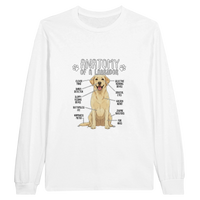 Load image into Gallery viewer, White - Anatomy of a Yellow Lab long sleeve tee, plain front view on white
