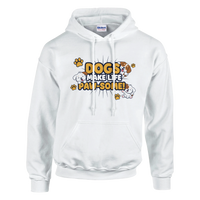 Load image into Gallery viewer, White - Dogs Make Life Paw-some hoodie, plain front view on white
