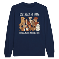 Load image into Gallery viewer, Navy - Dogs Make Me Happy long sleeve tee, plain front view on white
