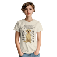 Load image into Gallery viewer, Natural - Anatomy of a Yellow Labrador tee, worn by a woman, plain light background
