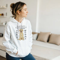 Load image into Gallery viewer, White - Anatomy of a Yellow Lab hoodie, worn by a model
