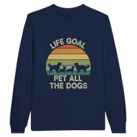 Load image into Gallery viewer, Navy - Life Goal Pet All The Dogs long sleeve tee, plain front view on white
