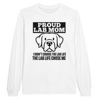 Load image into Gallery viewer, White - Proud Lab Mom long sleeve tee, plain front view on white
